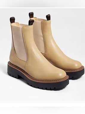 Sam Edelman Laguna Chelsea Boots Women’s 8 Sesame Leather Waterproof NWOB